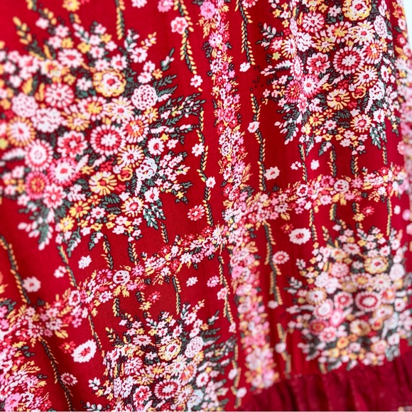 Raindrops Women’s Large Floral Sleeveless Red Dress Sundress Mini Ruffle - Picture 7 of 9